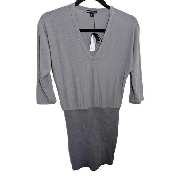 James Perse Mixed Media Blouson Mini Dress Color PLT 3/4 Sleeve Size 0 XS - Picture 2 of 13